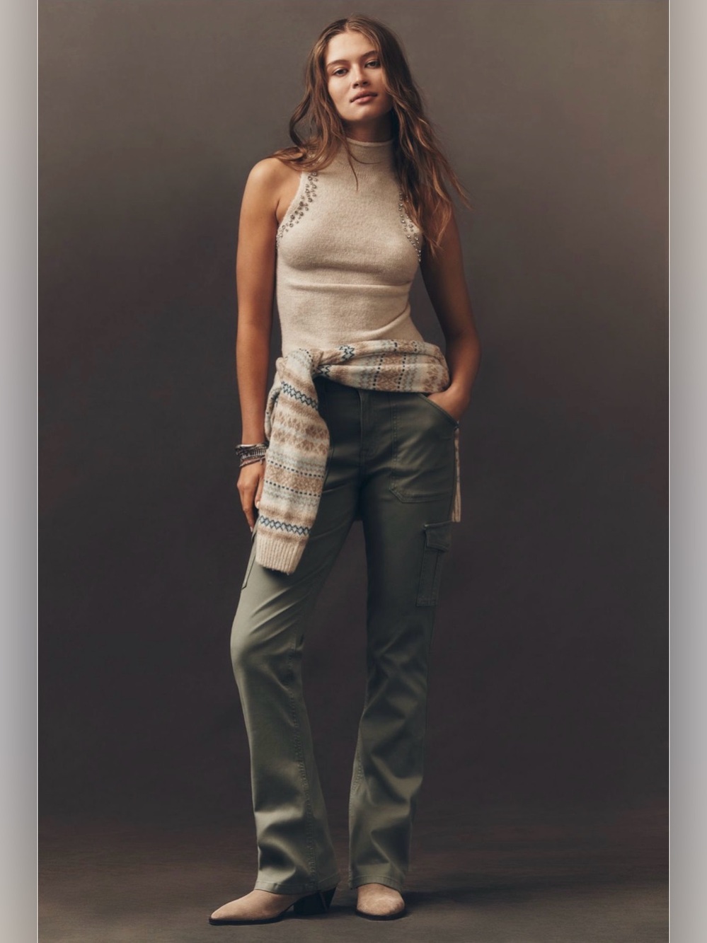 NWT Anthropologie Sanctuary Sculpted Mid-Rise Hayden Cargo Pants 31 olive